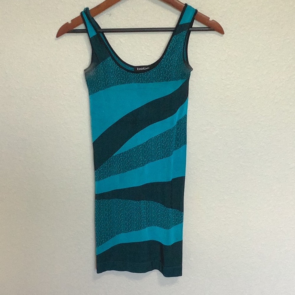 Bebe Teal and Black Mini Dress - Picture 2 of 5